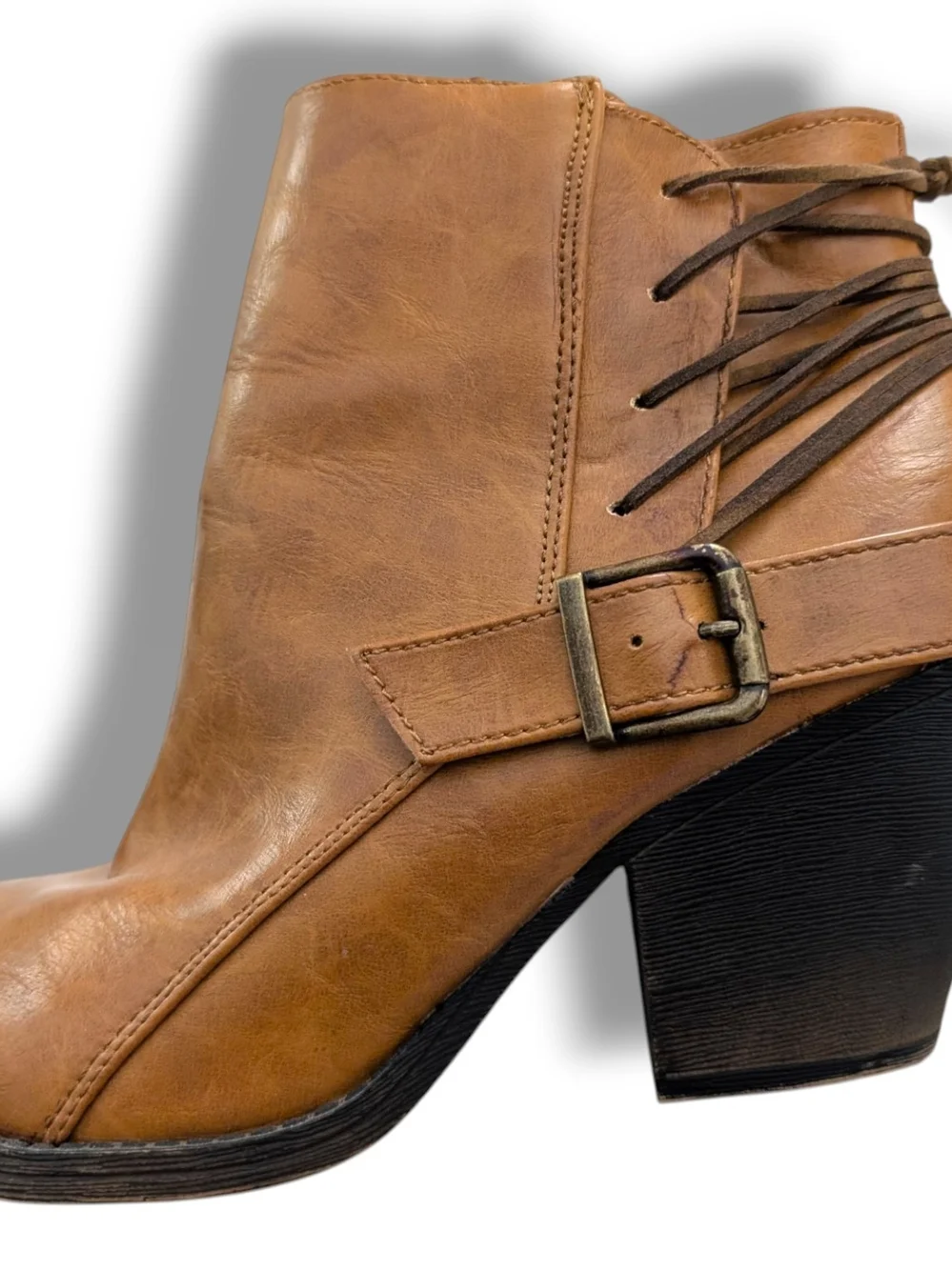Jellypop Glendale Tie Up Western-Inspired Ankle Booties w/ Block Heel Size 8.5
